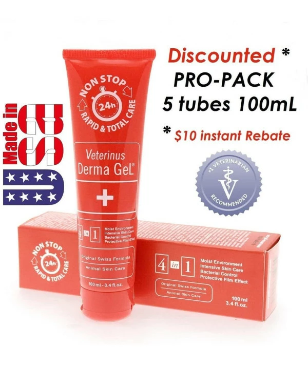 Veterinus Derma GeL? Tube 100mL - 3.4 Fl.oz. X 5 Tubes (PRO-Pack $10 Saving) - Image 2