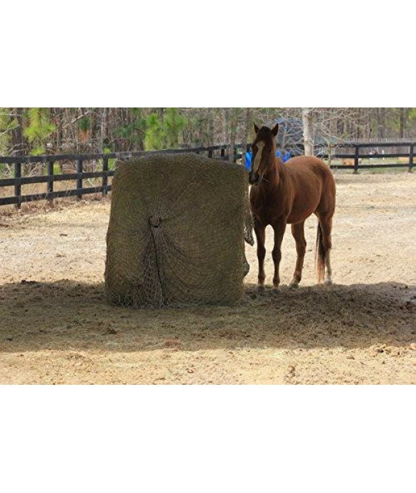 Freedom Feeder Small Mesh Hay Round Bale Net For Feeding 4 Foot Round Net Mimics Grazing And Slow Consumption Fits Over Large Bales 1 78 Mesh Openings