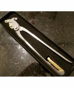 Diamond Cut Edge Serra Emasculator Straight Handle With Ratchet Gold Double Crush 14 Stainless Steel Veterinary