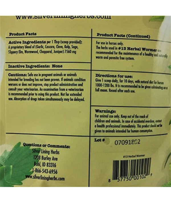 Silver Lining Herbs Herbal Horse Wormer | Natural Horse Wormer Supports Your Equines Natural Defense System To Destroy Or Expel Unwanted Parasites | 3 Ounce (1 Dose) | Made In The USA - Image 3