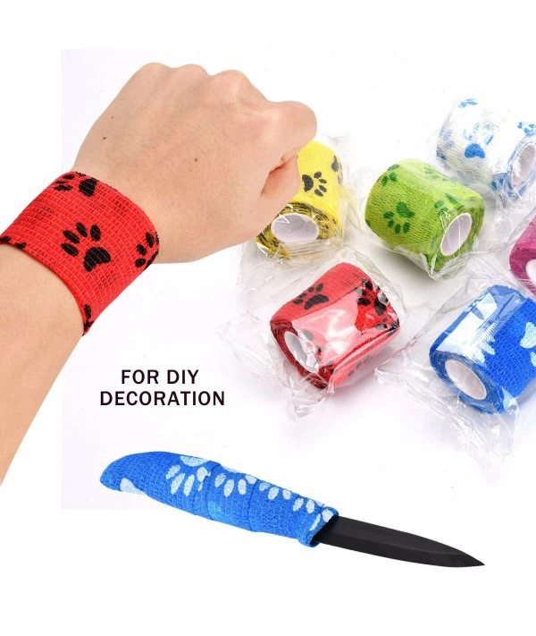 TOBWOLF 6PCS First Aid Cohesive Bandage, 2x5yd / 5cmx4.5m Self Stick Adhesive Tape Roll, Elastic & Breathable First Aid Bandage For Pet Dog Cat Animal Wound - 6 Assorted Colors - Image 3