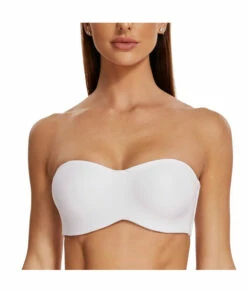 Meleneca Womens Strapless Bra For Large Bust Minimizer Unlined Bandeau With Underwire White 32C