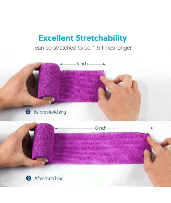 WePet Pet Wrap, Self-Adhesive Non-Woven Tape For Dog Legs, Paws, Wounds, First Aid Cohesive Gauze For Horse, Cat, Bird, Animal, 3 Rolls, 4 Inch - Image 4