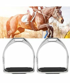Felenny Horse Stirrups Riding Equestrian Plating Iron Horse Stirrups With Black Rubber Horse Mat