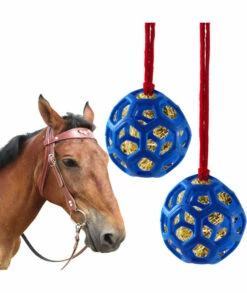 NSBELL 2PCS Horse Treat Ball Hay Feeder Toy, Goat Feeder Ball Hanging Feeding Toy For Horse Goat Sheep Relieve Stress (Blue)
