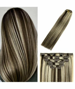 Windtouch Clip In Hair Extensions Dark Brown To Blonde Balayage Human Hair Highlights For Brown Hair 12Inch 70G 2P613 7Pcs