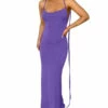 Womenas Sexy Spaghetti Strap Backless Cami Dress Bodycon Summer Party Cocktail Formal Halter Sundress Purple